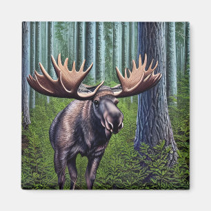 Abstrakt Little Moose Magnet