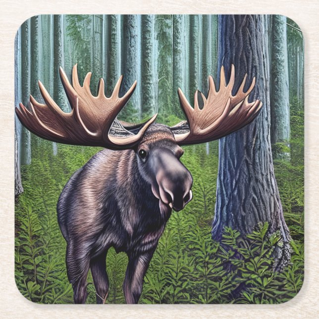 Abstrakt Little Moose Underlägg Papper Kvadrat (Framsidan)