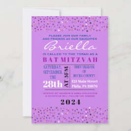 Abstrakt Livets träd Bat mitzvah Lila Inbjudan
