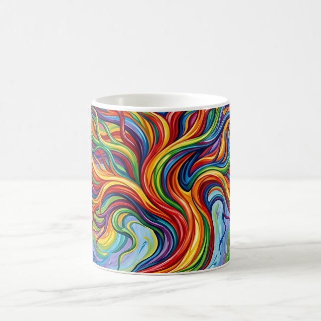 Abstrakt Livets Träd Regnbåge Kaffe Mugg (Center)