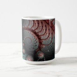 Abstrakt livfull fantasifraktal konst Brun Blå Kaffemugg