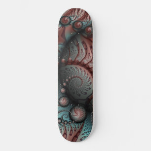 Abstrakt livfull fantasifraktal konst Brun Blå Mini Skateboard Bräda 18,5 Cm