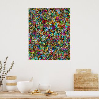 Abstrakt Livfull Färgrik Mosaikmålning Poster