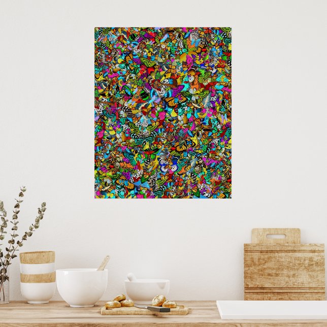 Abstrakt Livfull Färgrik Mosaikmålning Poster (Kök)