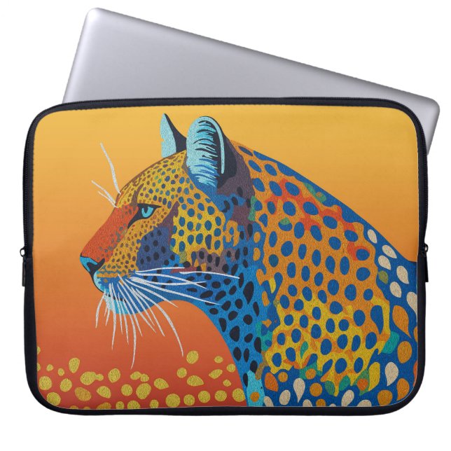 Abstrakt Livfull Leopardy Konsten Laptop Fodral (Framsidan)