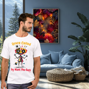 Abstrakt Livlig Alien Grafisk T-Shirt