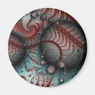 Abstrakt Livlig Fantasy Fraktal Konst Brun Blå Magnet
