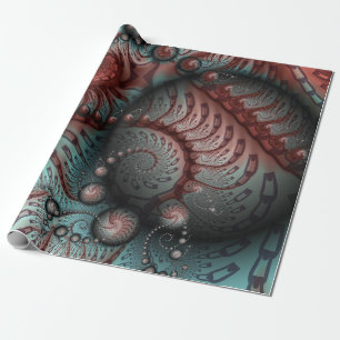 Abstrakt Livlig Fantasy Fraktal Konst Brun Blå Presentpapper
