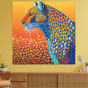 Abstrakt Livlig Leopard Konst Canvastryck