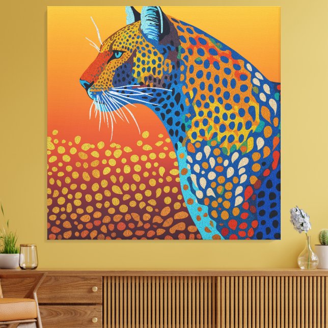 Abstrakt Livlig Leopard Konst Canvastryck (Insitu (Vardagsrum))