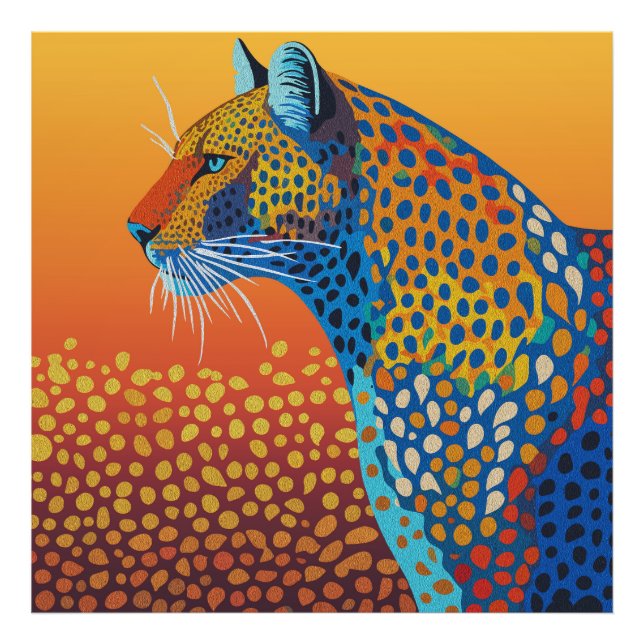 Abstrakt Livlig Leopard Konst Fototryck (Framsidan)