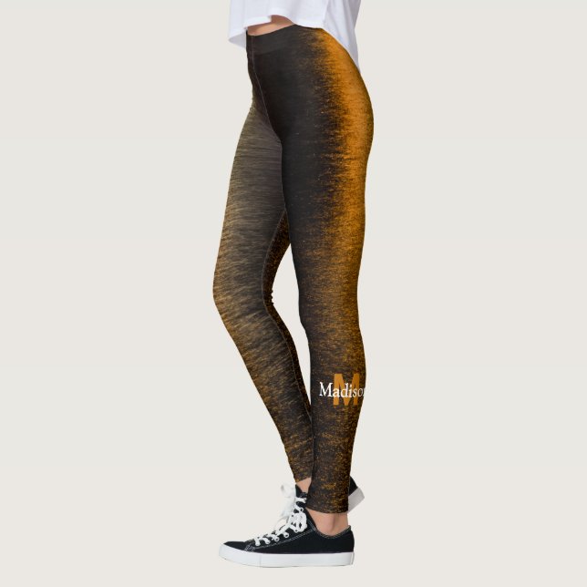 Abstrakt ljus Sea shiny bronzed Monogram Leggings (Vänster)