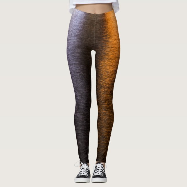 Abstrakt ljus Sea shiny guld bronze Reflektion Leggings (Framsida)