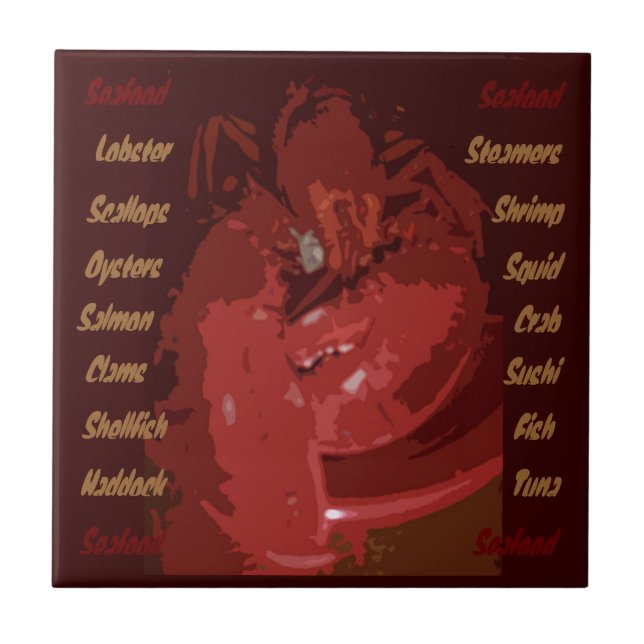 Abstrakt Lobster-ruta Kakelplatta (Framsidan)