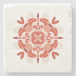 Abstrakt Loely Red Mandala White Background Stenunderlägg