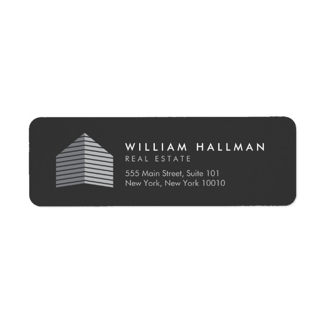 Abstrakt Logotyp Grått/Mörk Grått Returadress Etikett (Framsidan)