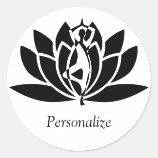 Abstrakt Lotus Flower Yoga Pose Personalize Runt Klistermärke