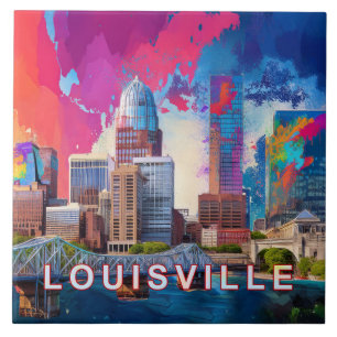 Abstrakt Louisville Skyline Art Modern Kakelplatta