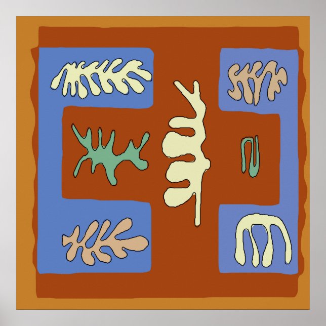 Abstrakt Löv Brown Fält Poster (Framsidan)