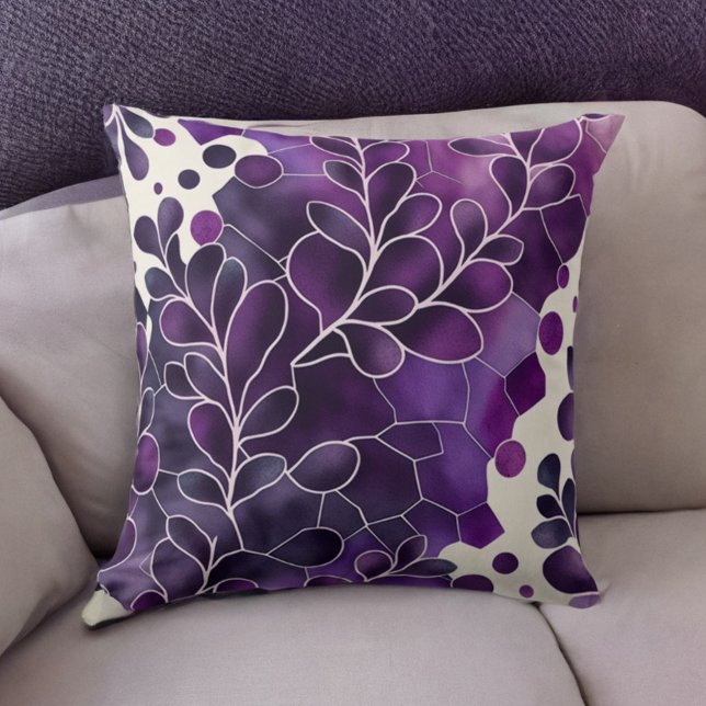 Abstrakt Löv Decorative Lila Dekorativ kudde (Skapare uppladdad)