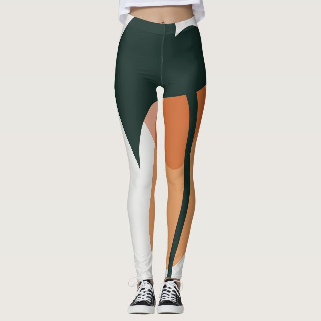 Abstrakt löv design leggings (Framsida)