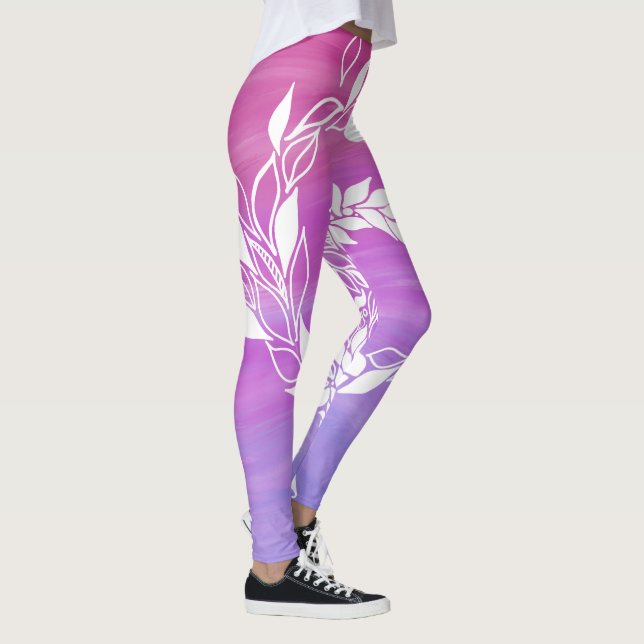 Abstrakt löv-design på rosans bakgrund leggings (Höger)