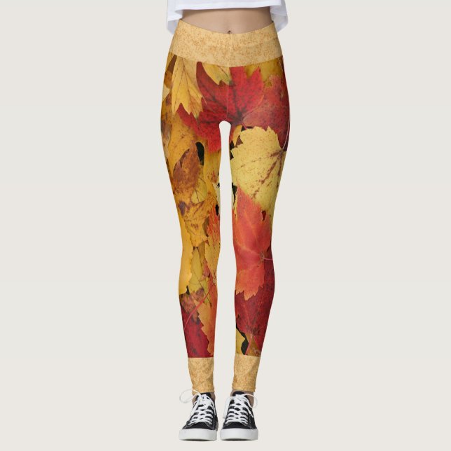 Abstrakt Löv Leggings (Framsida)