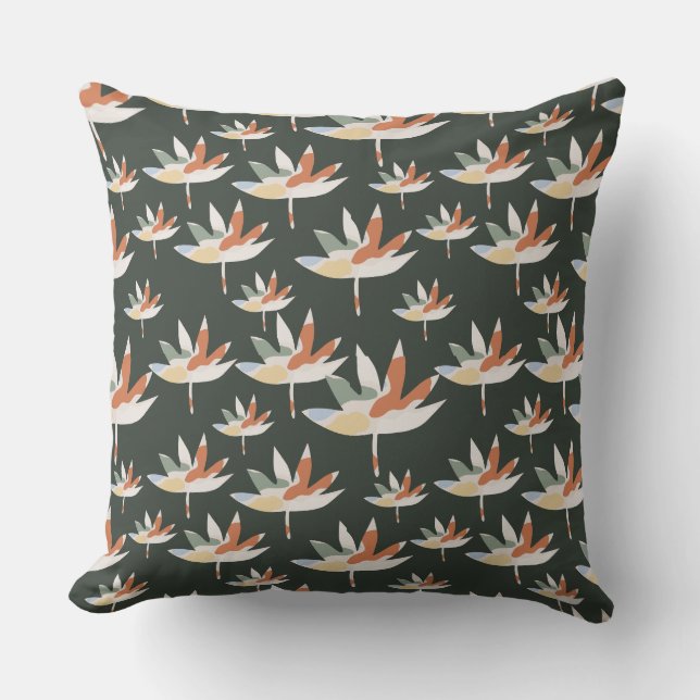 Abstrakt löv mörk, modern utformning av mönster kudde (Framsida)