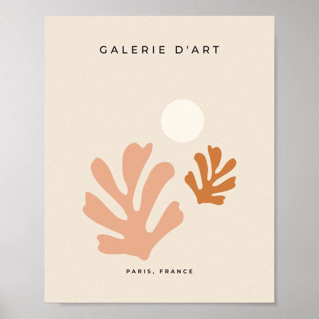 Abstrakt Löv Neutralt Beige Shapes cut Outs Poster (Framsidan)