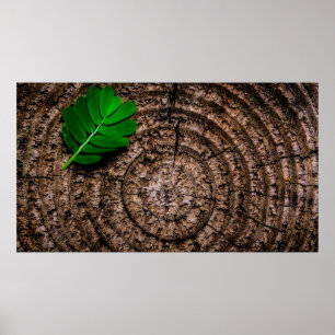 Abstrakt löv träd-stump grönt poster