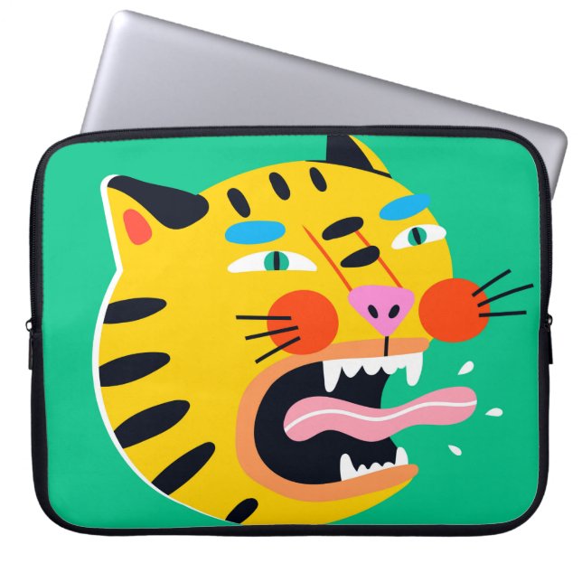Abstrakt, lustig tiger laptop fodral (Framsidan)