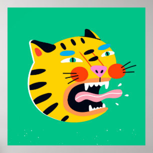 Abstrakt, lustig tiger poster