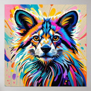 Abstrakt, lustigt lycklig djurkonsdesign med fetst poster