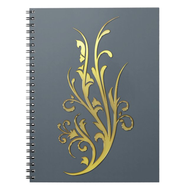 Abstrakt Luxury Faux Guld Flower Anteckningsbok Med Spiral (Framsidan)