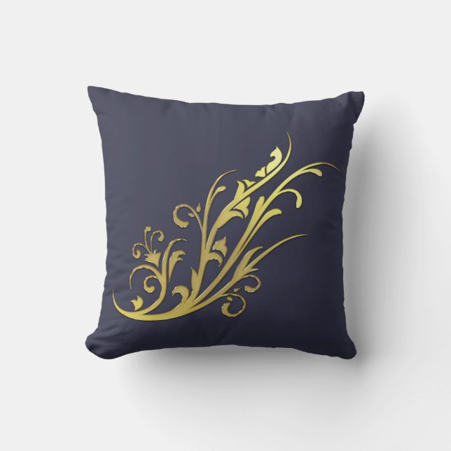 Abstrakt Luxury Faux Guld Flower Kudde (Framsida)