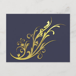 Abstrakt Luxury Faux Guld Flower Vykort