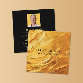 Abstrakt Luxury Thick Smooth Guld Square Business Fyrkantigt Visitkort