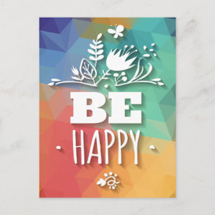 Abstrakt Lycklig Blommigt Attitude Life Quote Vykort