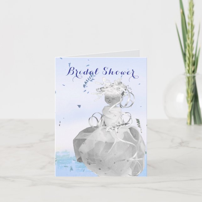 Abstrakt lycklig bride rosett band möhippa bröllop tack kort (Framsida)