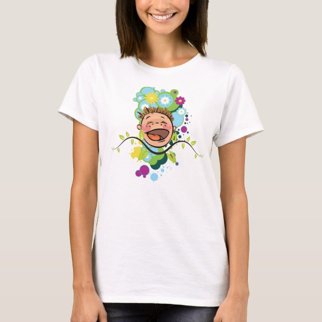 Abstrakt Lycklig Kid T-Shirt (Framsida)
