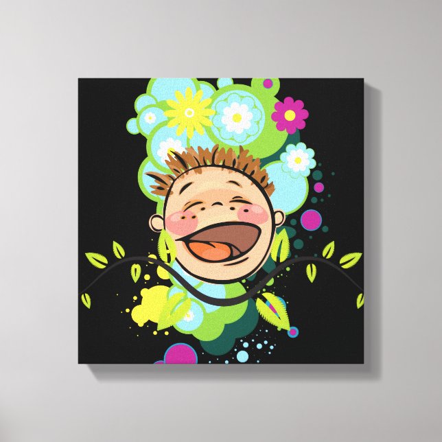 Abstrakt Lycklig Kid Wrapped Canvas (Framsida)