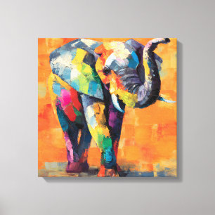Abstrakt Lycklig Rainbow Elephant Canvastryck
