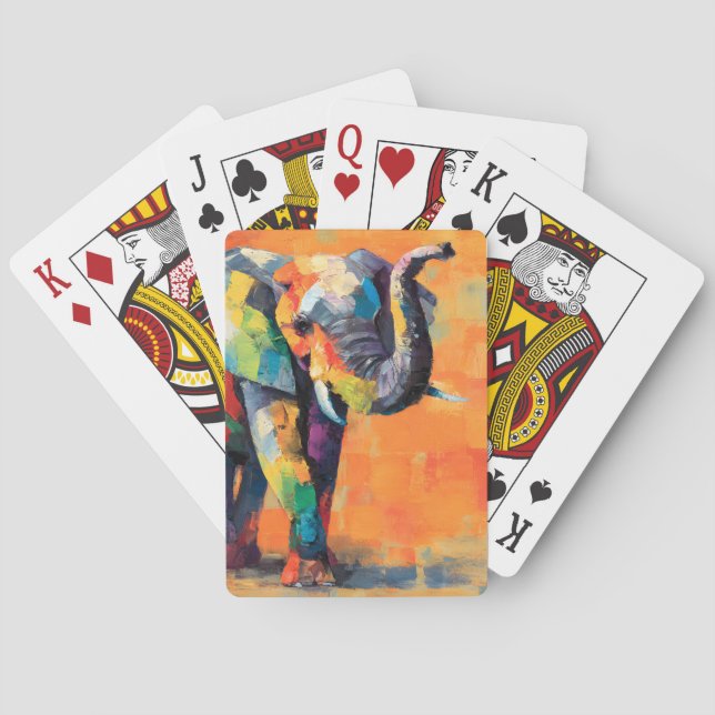 Abstrakt Lycklig Rainbow Elephant Casinokort (Baksidan)