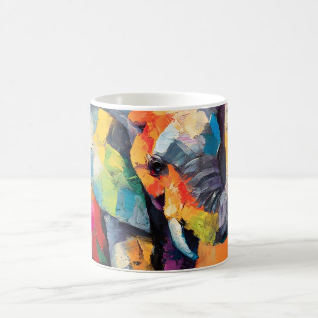 Abstrakt Lycklig Rainbow Elephant Kaffemugg (Center)