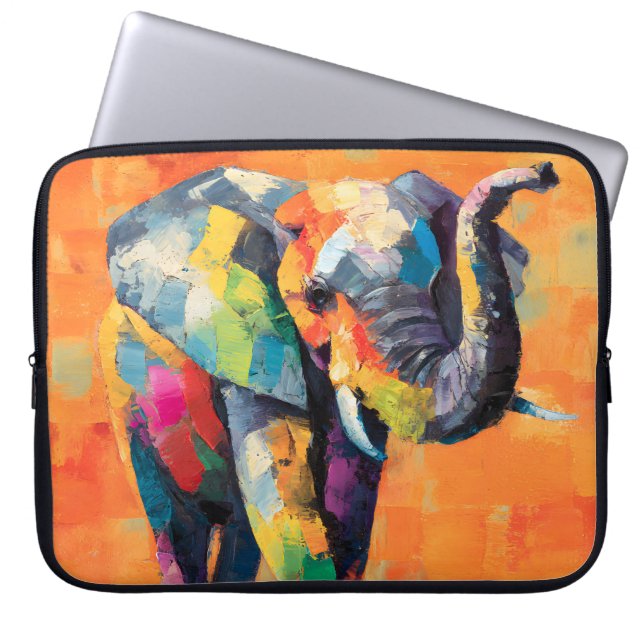 Abstrakt Lycklig Rainbow Elephant Laptop Fodral (Framsidan)