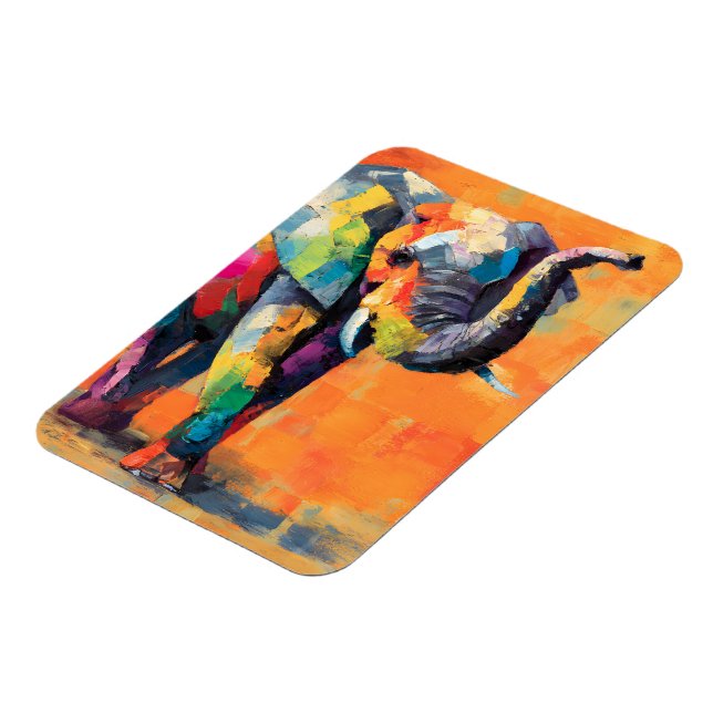 Abstrakt Lycklig Rainbow Elephant Magnet (Vänstra Sidan)