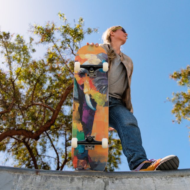 Abstrakt Lycklig Rainbow Elephant Mini Skateboard Bräda 18,5 Cm (Utomhus 1)
