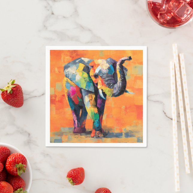 Abstrakt Lycklig Rainbow Elephant Pappersservett (Insitu)