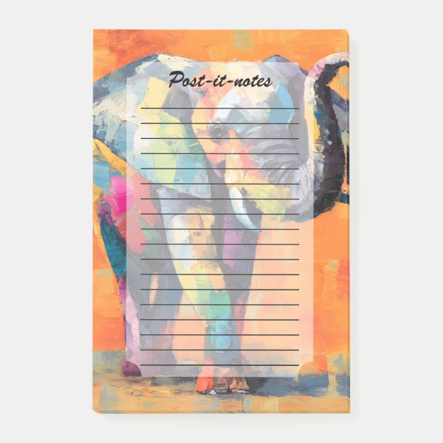 Abstrakt Lycklig Rainbow Elephant Post-it Block (Framsida)