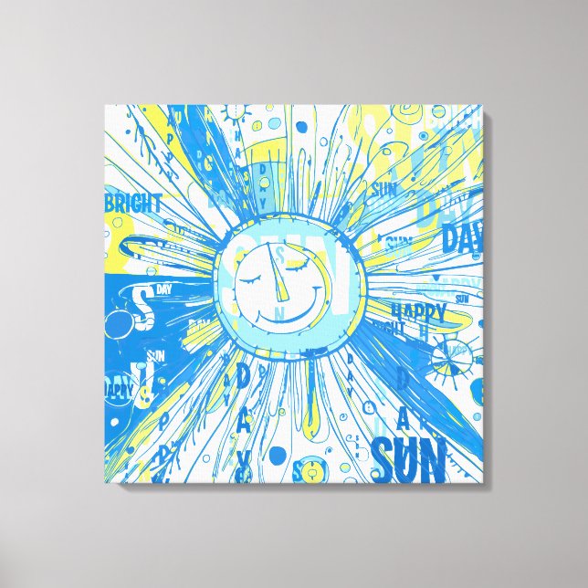 Abstrakt Lycklig Whimsical Sol Ord Art Canvastryck (Framsida)